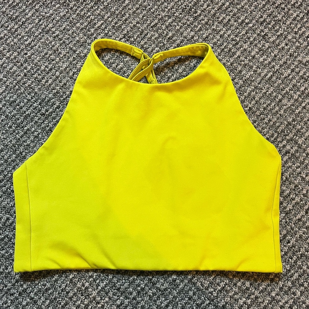 Girlfriend Collective Topanga Sports Bra, Chartreuse EUC